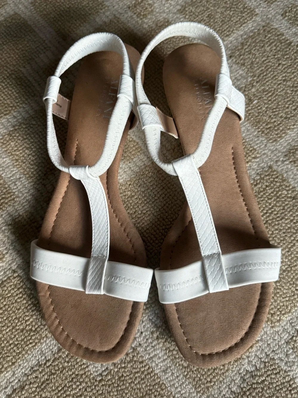 Alfani Voyage T-Strap Wedge Sandals White Size 9.5